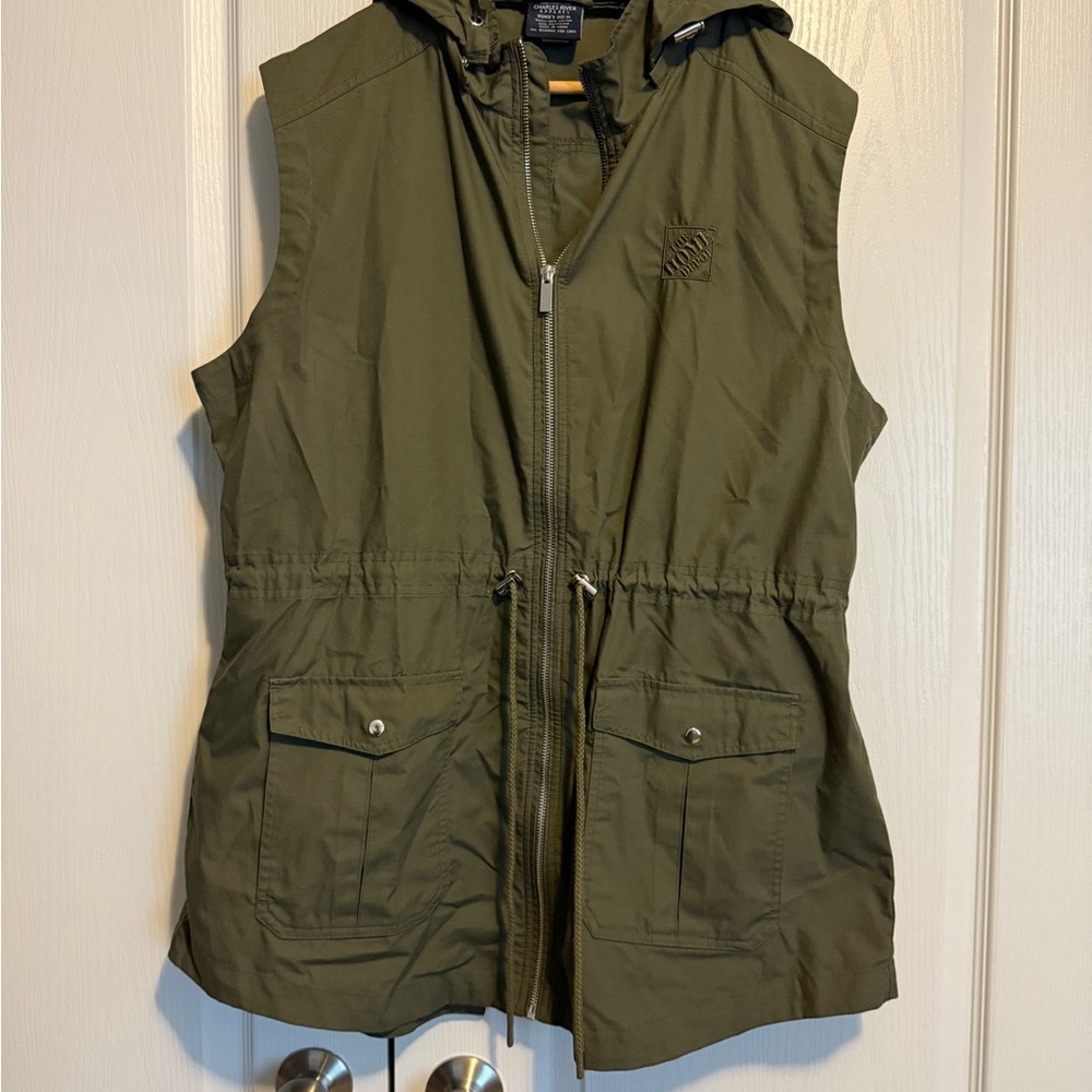 Charles River Olive Hooded Vest (Home Depot Logo)